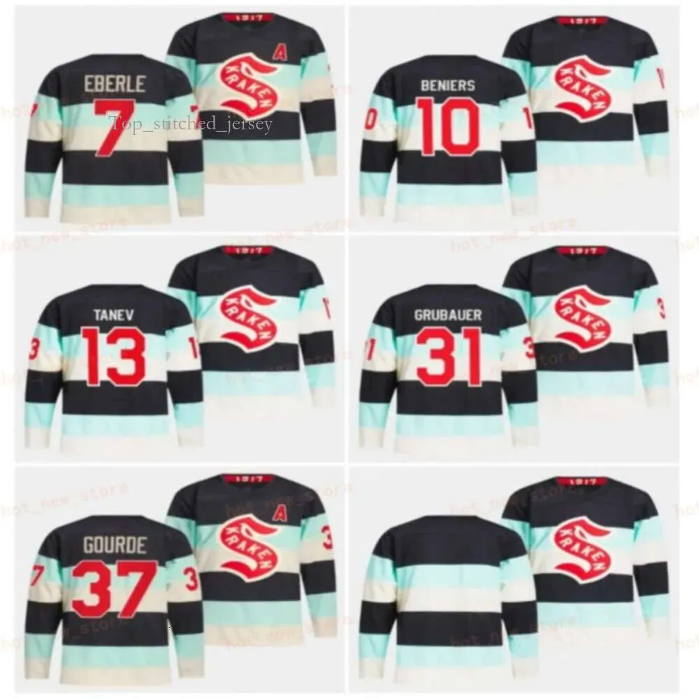 Deep Sea Blue 2024 Maillots de hockey classiques d'hiver 37 Yanni Gourde 10 Matty Beniers 31 Philipp Grubauer 13 Brandon Tanev 7 Eberle Burakovsky Hommes Ed 7623