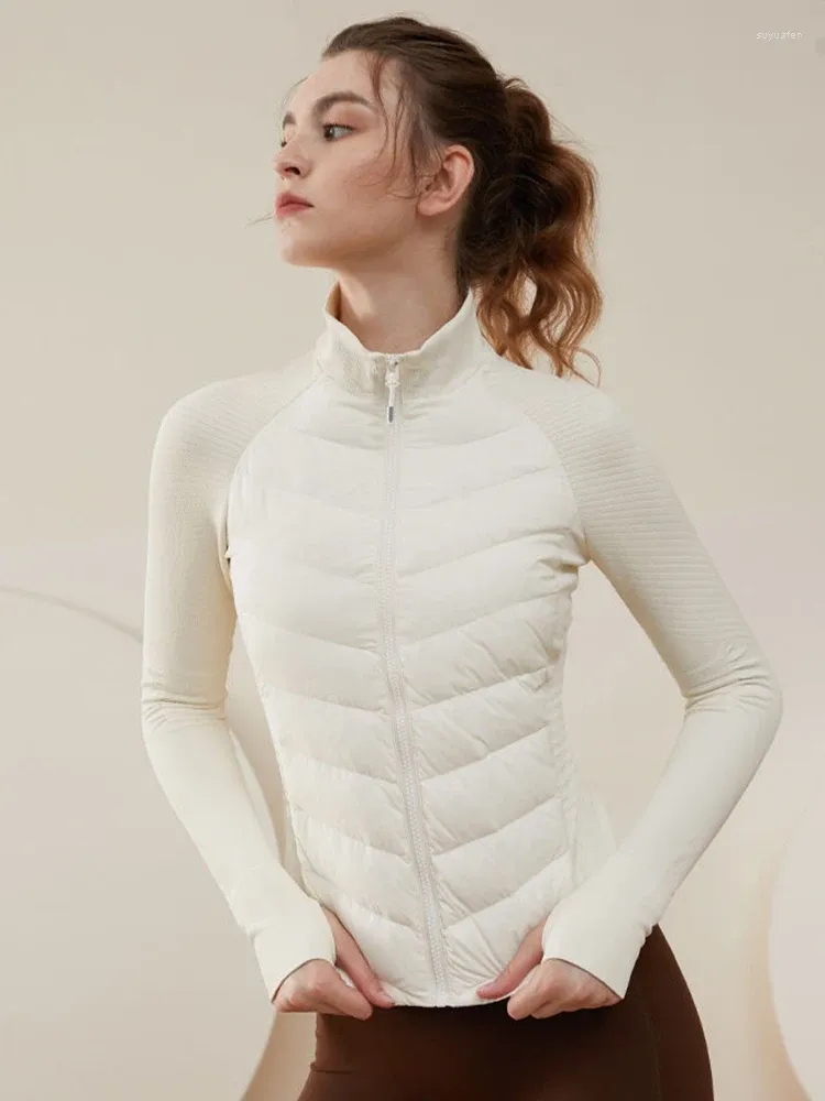 Kvinnorjackor Fashion Women Puffer Ultralight Duck Down Cotton Jacket 2024 Autumn Winter Long Sleeve Warm Female Patchwork Para