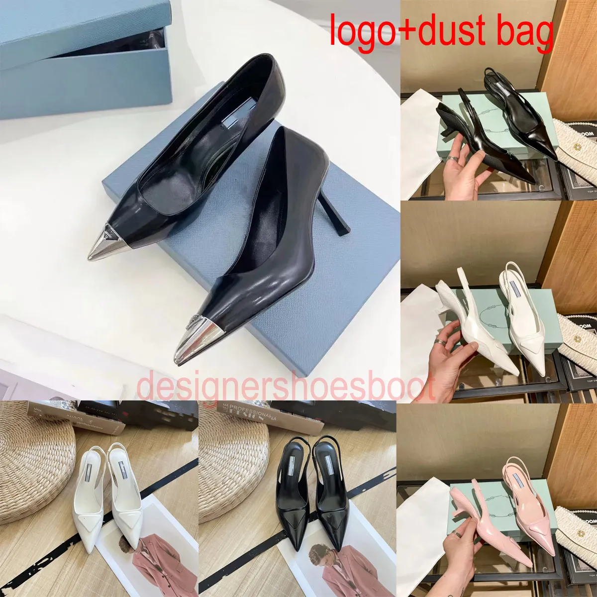 Lüks tasarımcılar ayakkabı marka kadın üçgen logo elbise ayakkabı pompaları yaz ayakkabı orta topuk slingback sandalet 7 cm topuklu sandallar