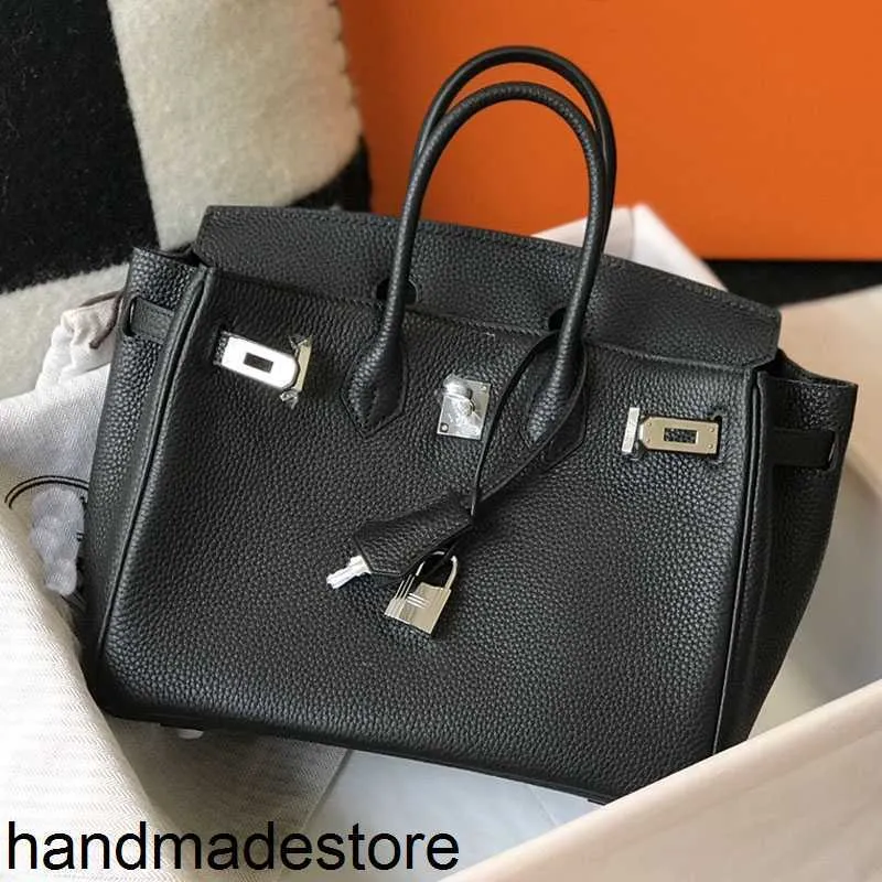 Platinum Bag Tote Leather 25/30/35 cm Stor handväska Kvinnor axelväskor väskor Kohidkorn äkta silver stämplade lås modebrev handväskor hög kvalitet