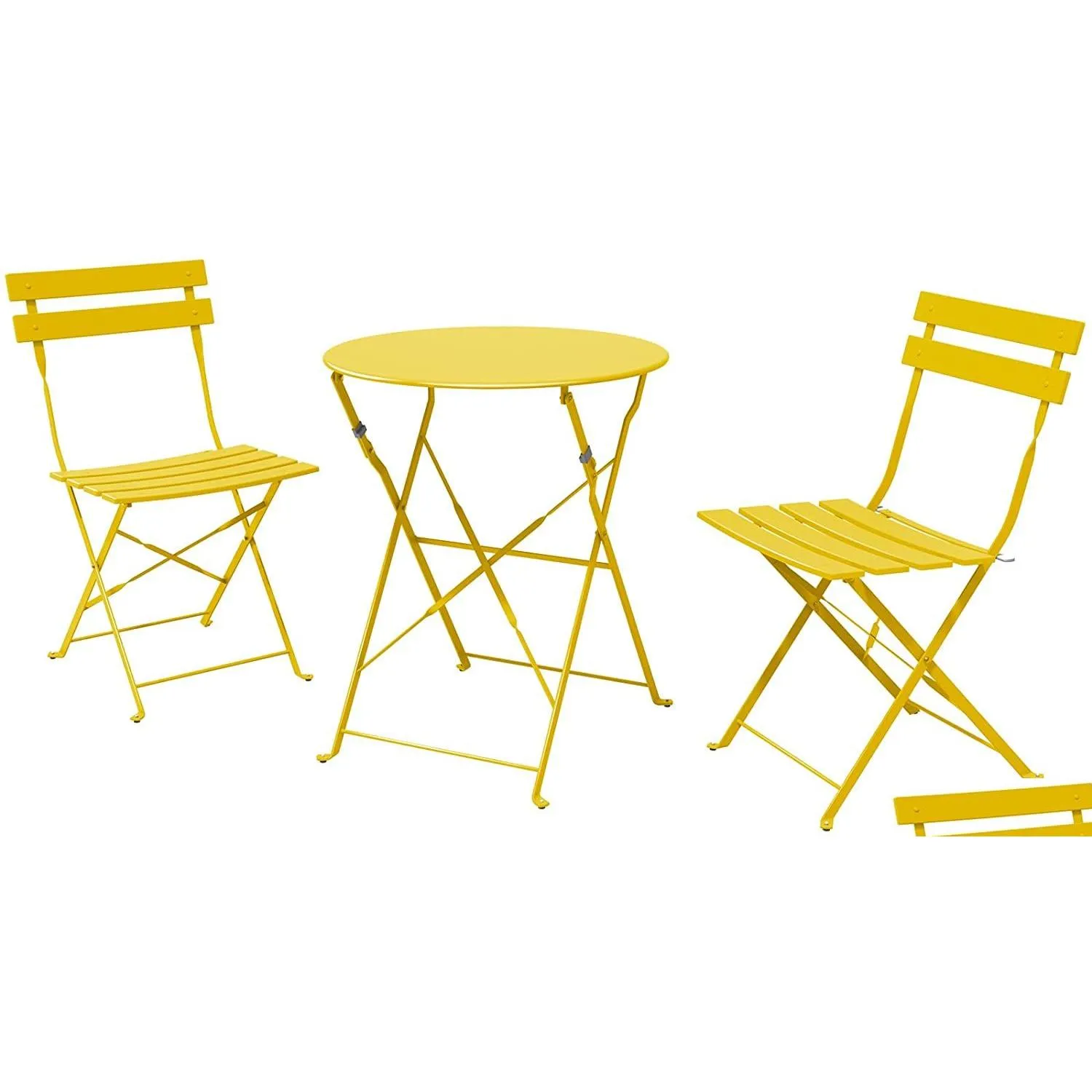 Garden Sets Sr Steel Patio Bistro Set Folding Outdoor Furniture 3 Piece Of Foldable Table And Chairs Mango Yellow Drop Delivery Home Dhd6T