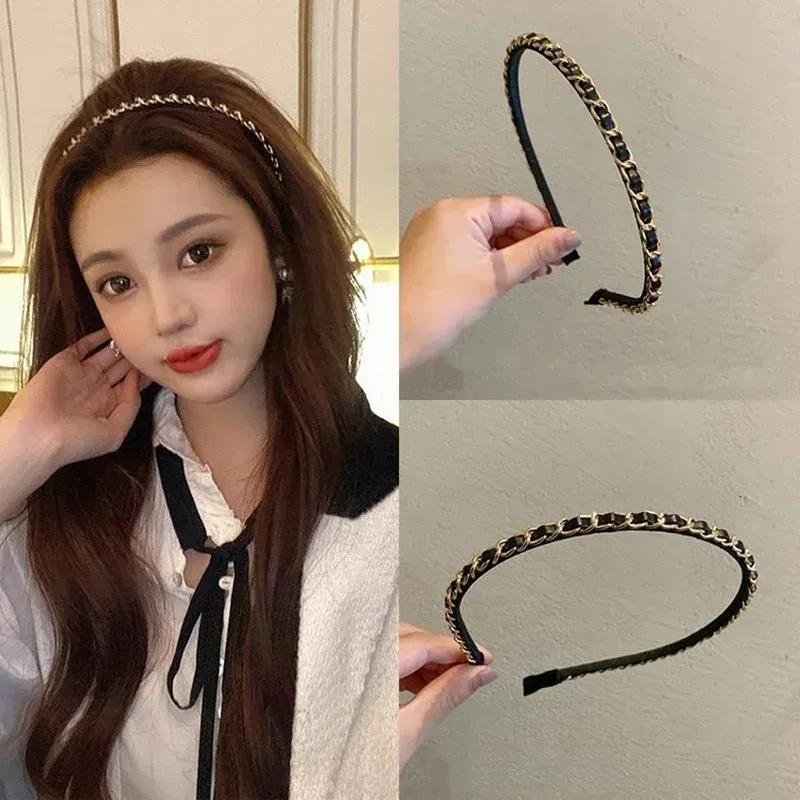 Mode chaîne en métal cristal lunette chapeaux pour femmes bandeau filles bandes de cheveux Vintage bandeau cerceau pour accessoires de cheveux 240119