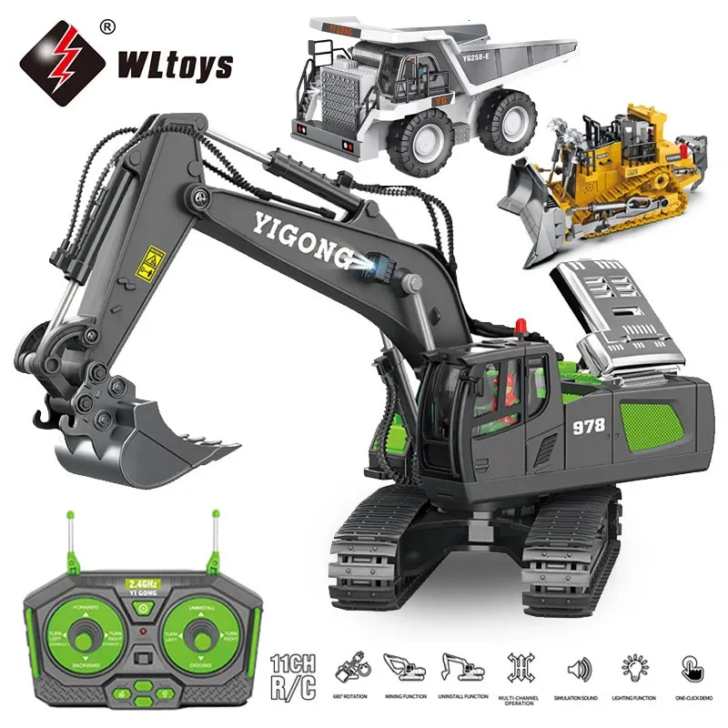 Çocuklar 24g uzaktan kumanda ekskavator rc model araba oyuncakları damperli kamyon buldozer mühendislik aracı Noel doğum günü hediyeleri 240118