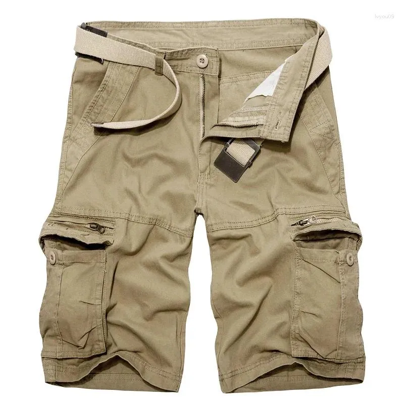 Shorts masculinos Exército Carga Homens Casual Verão Mens Joelho Comprimento Algodão Multi-bolso Solto Bermuda Calças Drop Kapri
