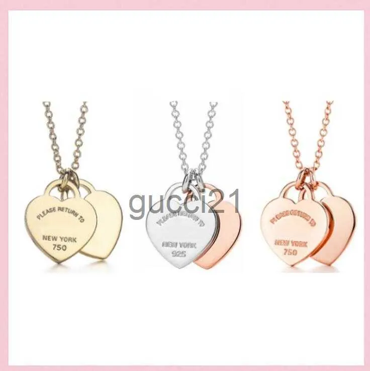 Classic 925 Sterling Silver Necklace Double Pendant Necklaces for Lover Man Women Party Wedding Jewelry High Quality with Box Cards and Co Bags VP3Y