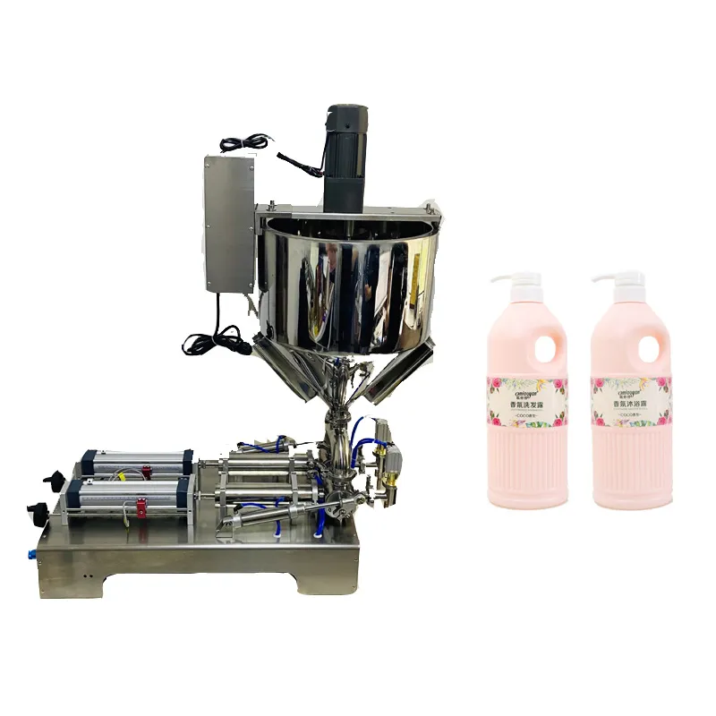 Manual automatic pneumatic stirring chopped chili sauce tomato sauce thick paste mixing filling machine with heated hoper