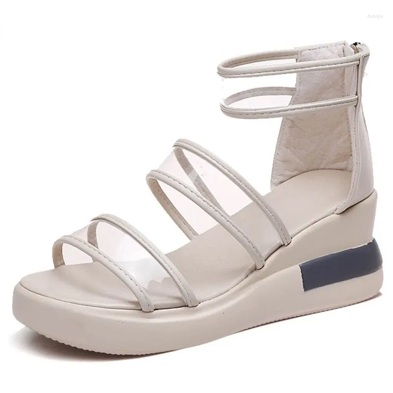 Piattaforma trasparente in PVC Ladies Women Sandals White Shoe 2024 Summer Open Toe Fashion Wedge J211 97