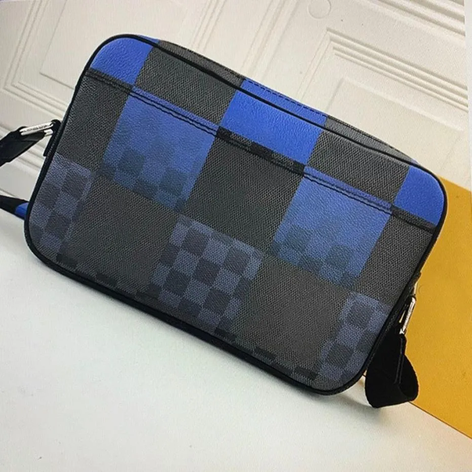 Torby Messenger N40408 MĘŻCZYZNA KOBIETA REMATER Gradient męskie torebki Zipper Pasek Blue Plaidhandbag2874