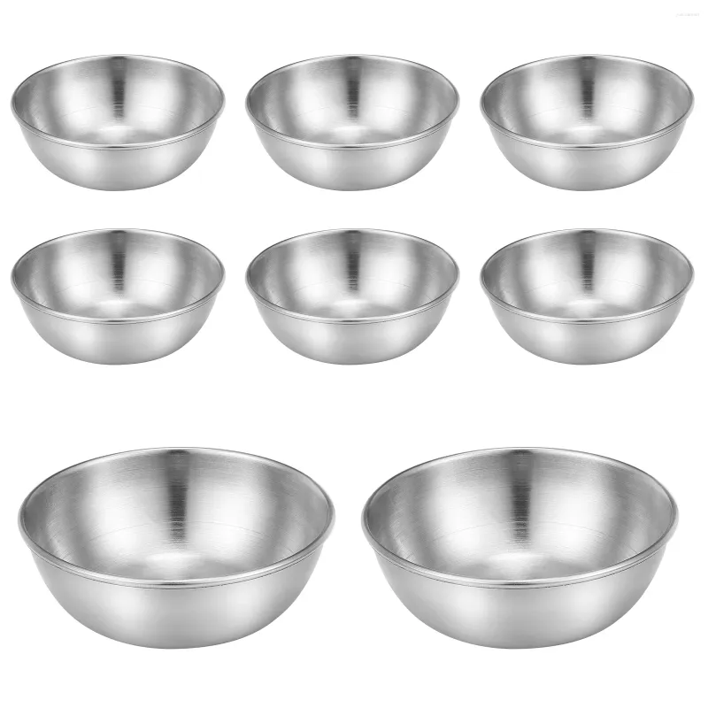 Plates Stainless Steel Small Seasoning Bowls Dishes Round Appetizer Saucers Flavor