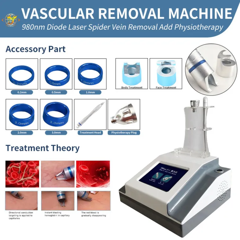 Lasermaskin 3 In1 Spider Vein Borttagning Skinföryngring 980Nm Diode Lazer Fysioterapibehandling Maskin CE312