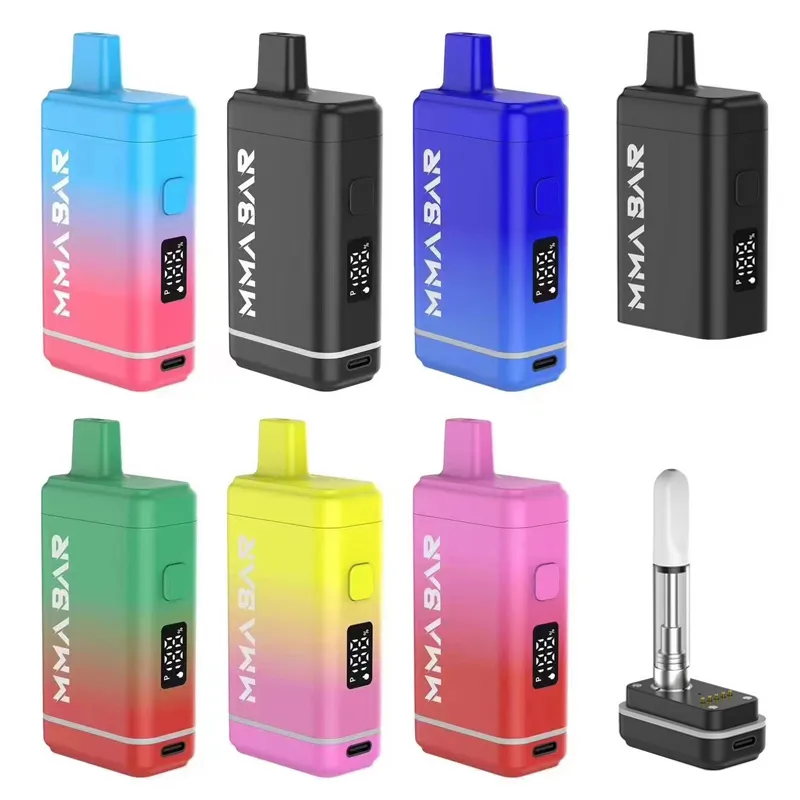 MMA BAR VAPE 배터리 박스 모드 650mAh 예열 가변 전압 디지털 화면 디스플레이 510 스레드 MMA 신중한 카트리지 바 Mmabar 배터리