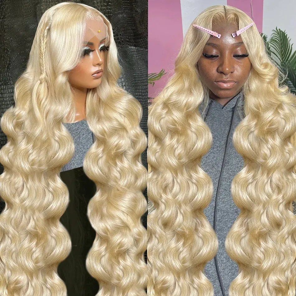 613 HD Body Wave Lace Front Human Hair Ropparent 250 ٪ Honey Blonde Lace Brontal Brontal 13x6 Brazilian Water Wave Wave Wave