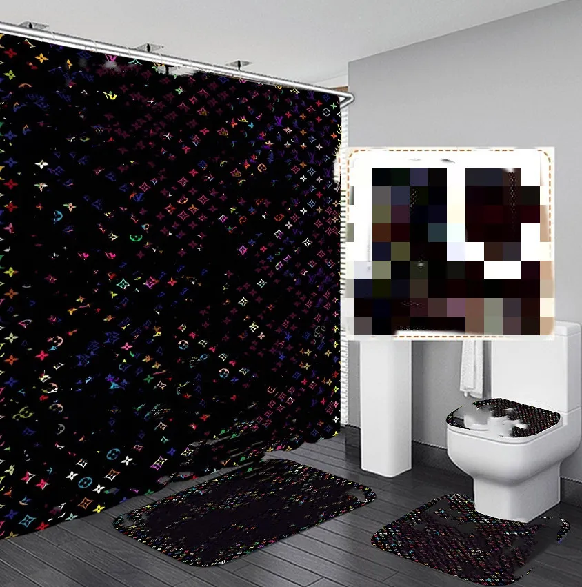 Rideaux cosmétiques parfum et fleur 3d, ensemble de 4 pièces, crochets personnalisés, décor imprimé, écran de couverture étanche pour salle de bains