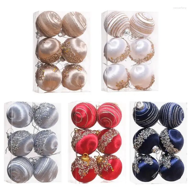 Décoration de fête boule de noël en velours, 6 pièces, boules incassables, pendentif suspendu pour arbre de noël, maison