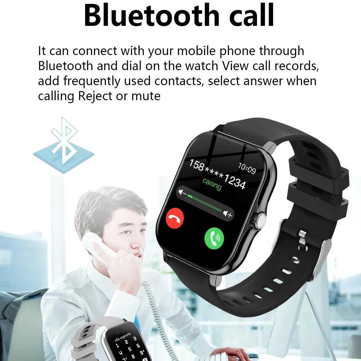 スマートウォッチ男性のための新しいスマートウォッチbluetoothスマートウォッチ電話スポーツバンドカスタムウォッチフェイス音楽コントロールスポーツステップcaculatingl2401