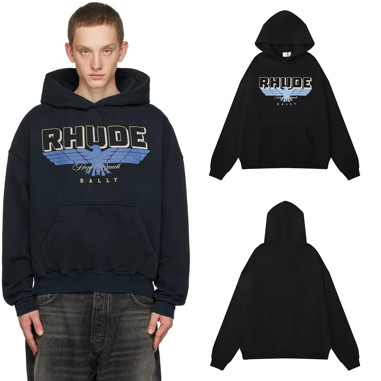 Topp 1 1 Designer Hope Ranch Rhudes Hoodies trycker Pure Cotton Sweatshirts Pullover Hooded för män och kvinnor RH994532