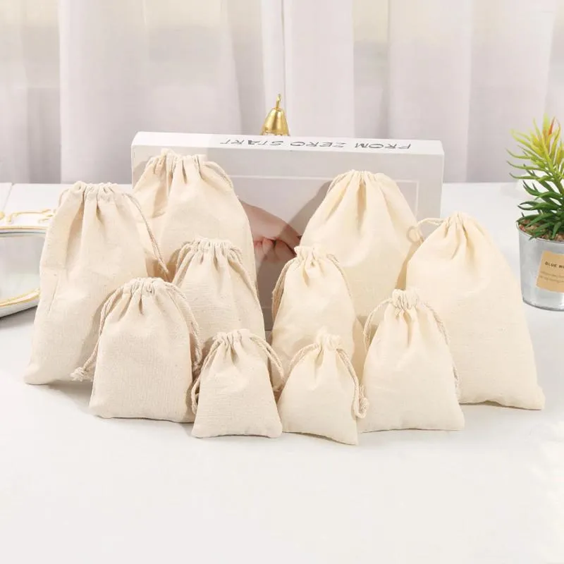 Bolsas de almacenamiento 10 PC Simple Blanco Algodón Embalaje Bolsa de tela Bolsa Ropa Calcetines / Ropa interior Zapatos Hogar Varios Niños Juguete