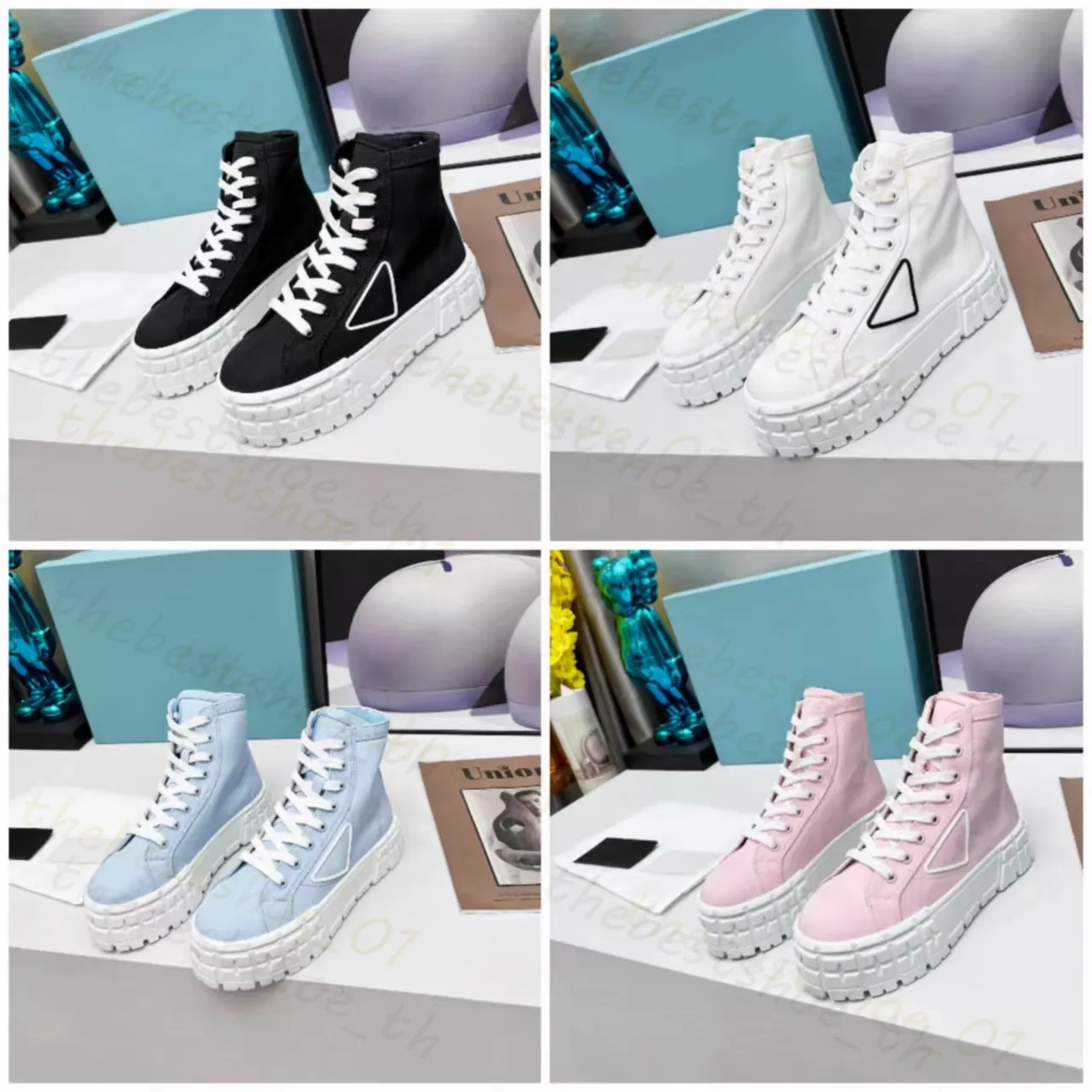 Designer Casual Shoes Women Nylon Wheel Sneakers Gabardine Fashion Canvas Brand Ladies Stylist Sneakers Fashion Thick Sole Solid Color Height Boosting Shoes