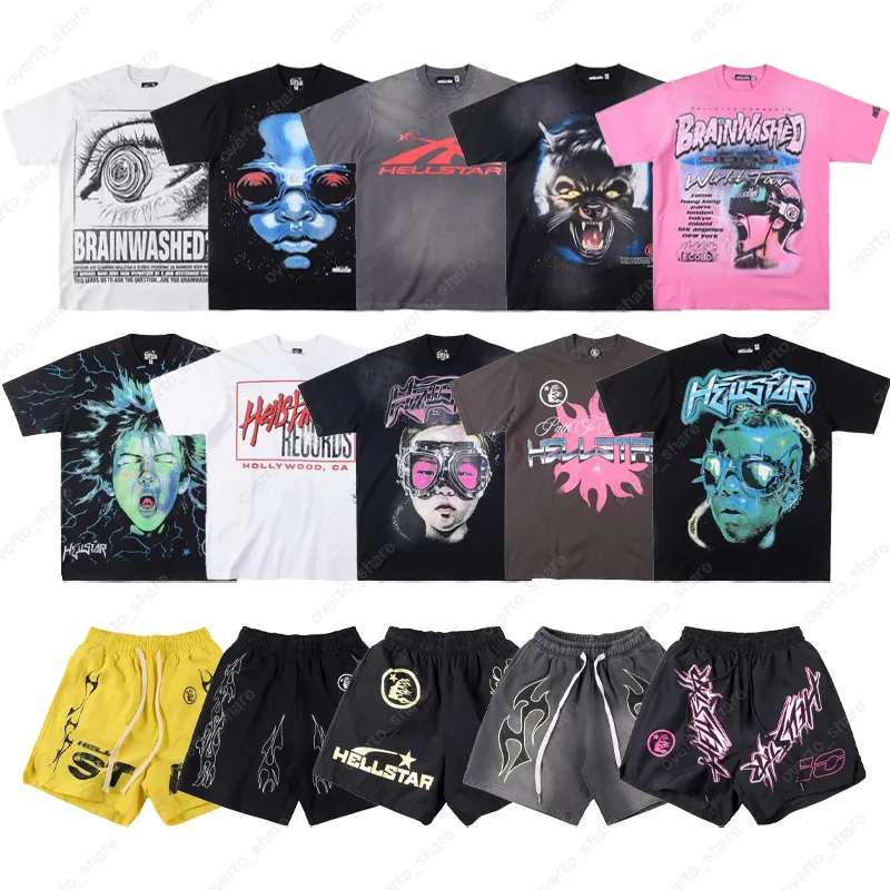 Hellstar Mens T-shirt Designer Été T-shirts à manches courtes Shorts Graffiti Tee Imprimer Sweat à capuche en vrac High Street Fashion Survêtement Sweats à capuche