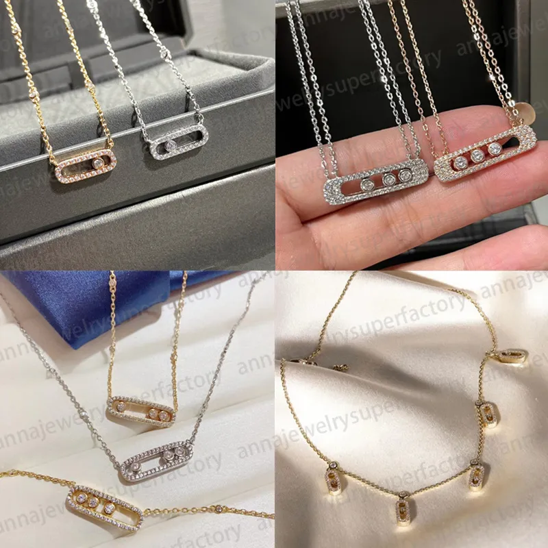 Designer-Halsketten mit Messik-Anhänger für Damen, S925-Silber, Roségold, Silber, geometrisch, drei Diamanten, hochwertiger Schmuck, Luxus-Halskette als Geschenk