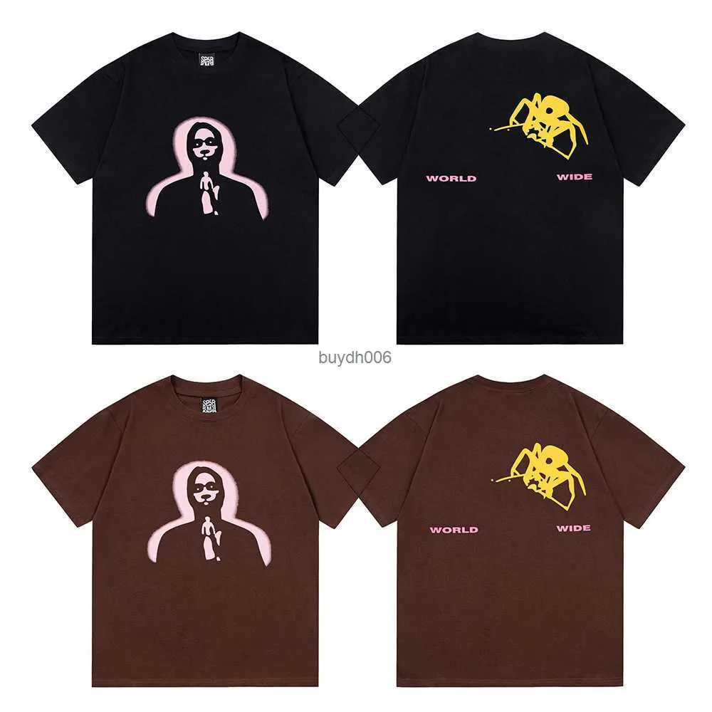 Spider Web T-shirt pour hommes Designer Sp5der T-shirts pour femmes Mode 55555 Manches courtes Thug Angel Brown imprimé de haute qualité double fil pur coton Lsu4