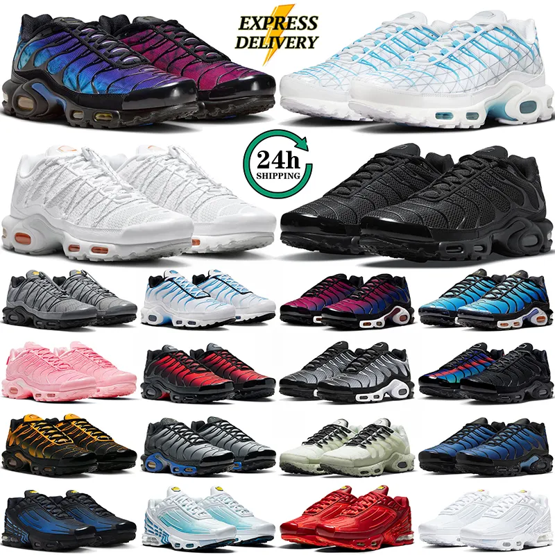 2024 TN Plus 3 Terrassapape Men Lunning Shoes TNS 25周年記念ユーティリティトリプルブラッククリーンホワイトピンクハイパーブルーユニティメンズトレーナースポーツスニーカー