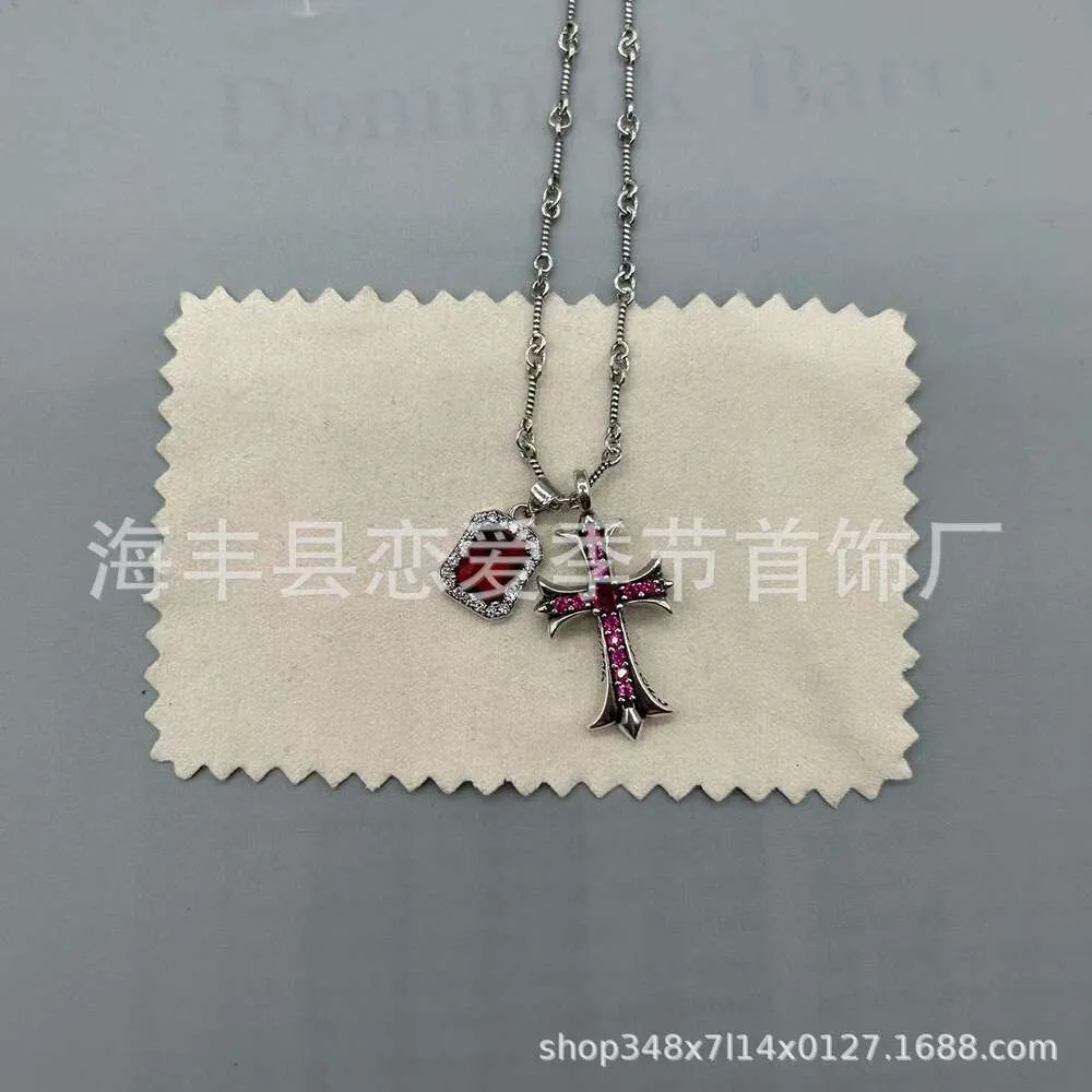 2024 Designer Brand Cross Ch Necklace For Women Chromes Ancient Style Croquet Diamond Men Old Bamboo Chain Red Heart Classic Jewelry Pendant Neckchain 5lm5