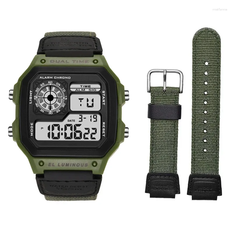 Armbanduhren Nylonarmbanduhr für Männer SYNOKE 9619B Wasserdicht stoßfest Digitale elektronische Sportuhren Relogio Masculino