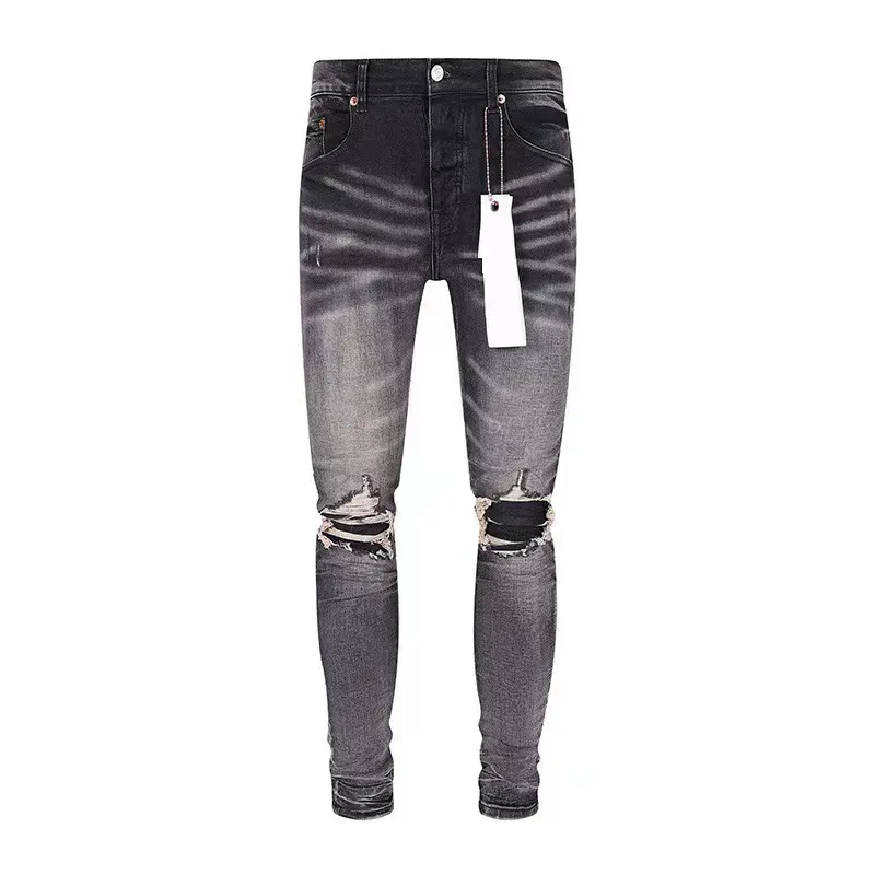 Мужские джинсы Потертые мотоциклетные байкерские джинсы Rock Skinny Тонкие рваные дырки с буквами Высокое качество Брендовые джинсовые брюки в стиле хип-хоп 28-40 859193730