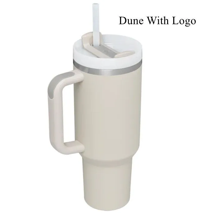 Dune With Logo Quencher H2.0 40oz Stainless Steel Tumblers Cups with Silicone handle Lid And Straw 2nd Generation Car mugs Keep Drinking Cold Water Bottles 1012