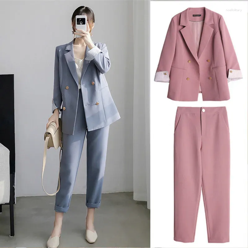 Pantaloni a due pezzi da donna Set blazer larghi di grandi dimensioni per blazer da donna Set giacca moda coreana outfit da ufficio abiti da pantalone femminili