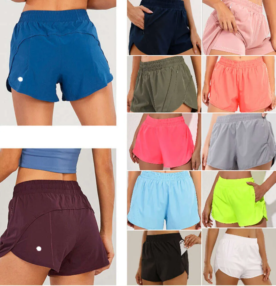 lululemenly yoga-outfits voor dames Hoge taille shorts Oefening korte broek Fitnesskleding Meisjes Hardlopen Elastisch Sportkleding voor volwassenen Gevoerd trekkoord 3322ess