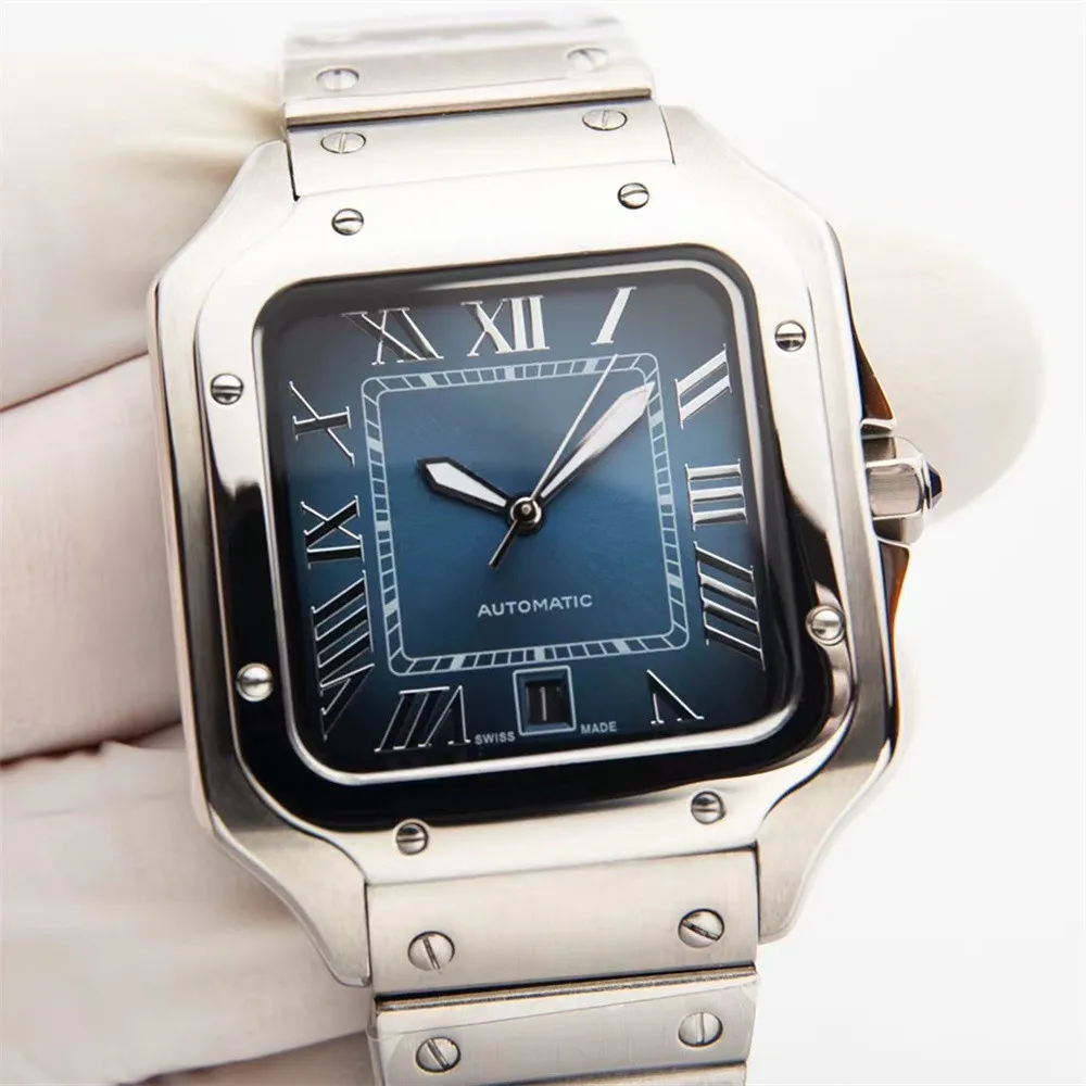 Neue hochwertige Top-Marke Cartxxr Santoxx-Serie Herrenuhr, Edelstahlarmband, Saphirspiegel, Designer-Uhrwerk, automatische mechanische Uhr für Herren