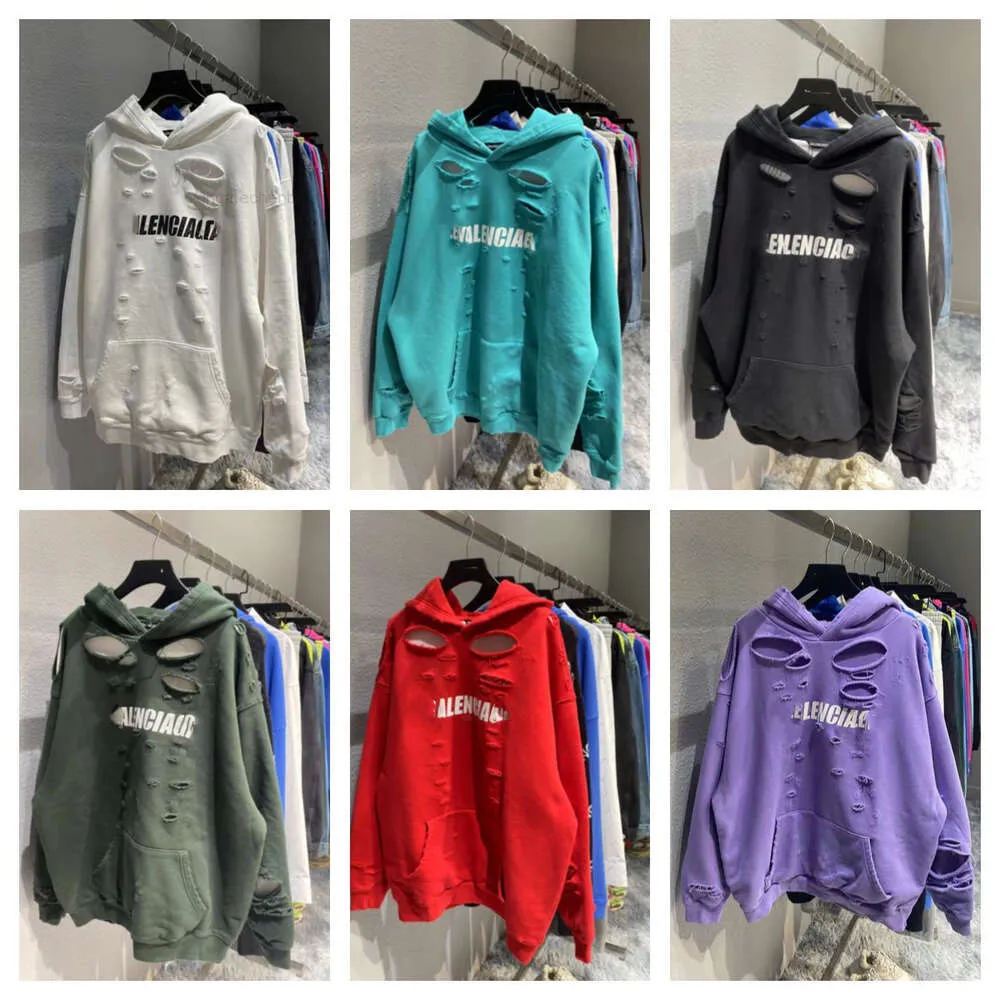 Designer hoodie balencigs mode hoodies hoody mens tröjor hög kvalitet b familj korrekt blcg mens och kvinnor os paris bac konst bokstav hål crack hål gs dsc2