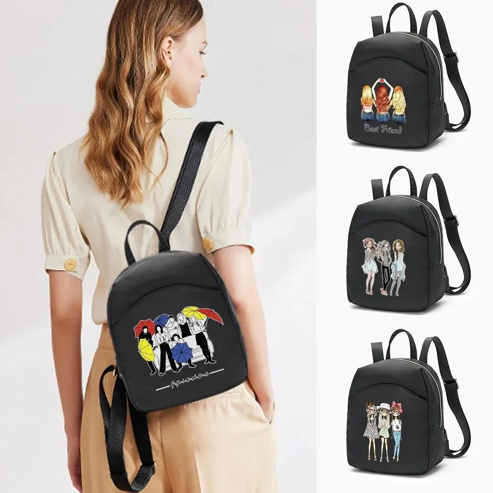 Borse Amici Stampato Zaino da donna Ragazza adolescente Borsa da scuola piccola College Mini Zaino 2023 Trend Lady Girls Zaino Regalo per gli amici