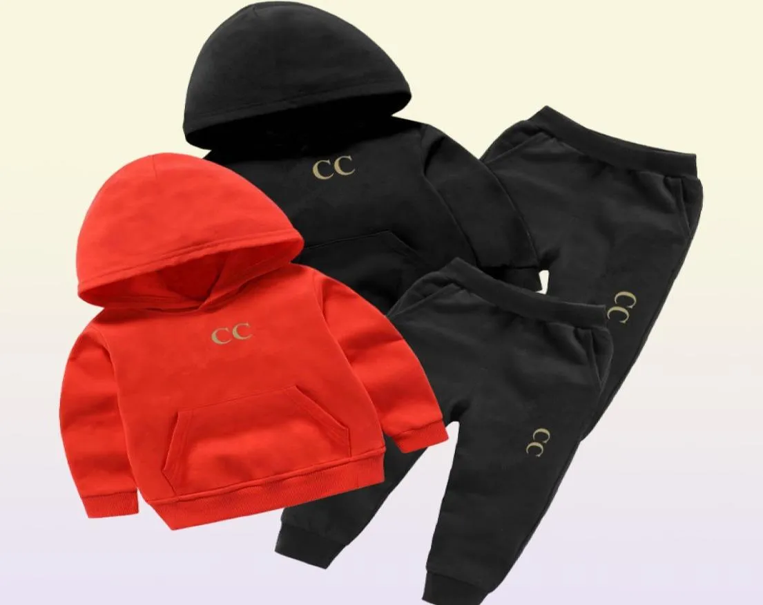 Designer crianças conjuntos de roupas bebê menino hoodie twopiece terno outono menina ternos criança moletom moletom com capuz 3 estilos tamanho 907552199
