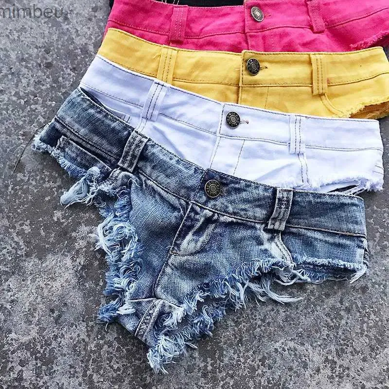 Frauen Shorts Qisin 2023 Neue Frauen Sexy Low Taille Loch Quaste Denim Shorts Jeans Tanga Kurze FemininoL240119