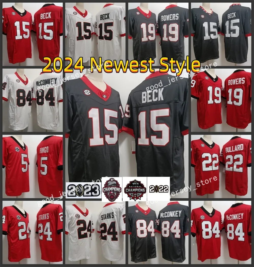 19 maglie Brock Bowers UGA College Playoff maglia da calcio 22 maglia Javon Bullard 15 Carson Beck 84 Ladd McConkey 5 Ringo 13 Stetson Bennett IV Bowers 2024