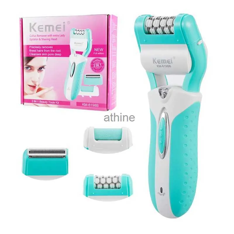 Epilatorer Kemei 3 i 1 uppladdningsbar Lady Epilator Electric Hair Borttagning Depilador Callus Dead Skin Remover Hair Shaver Foot Care Tool YQ240119