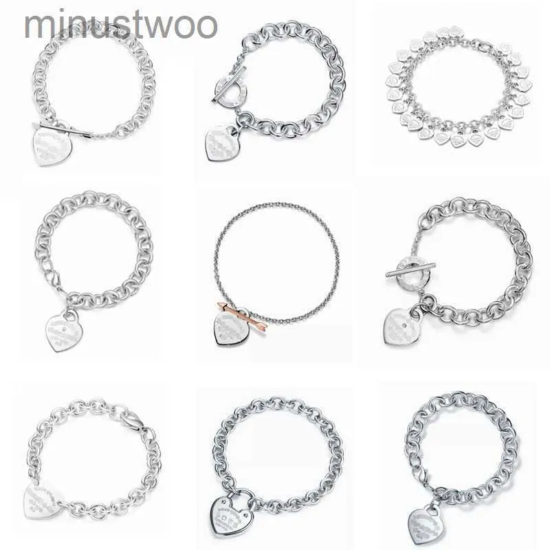 Joyería de diseño para mujer Pulsera clásica t Inicio 925 Plata de ley Corazón Nuevo Diamante Punta de flecha Amor Colgante Moda Ropa de mano Venta al por mayor CFH8