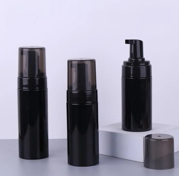 Black Plastic Foam Pump Bottles 100ml 120ml 150ml 200ml BPA Free with transparent-black cover for foaming soap mousse SN3046