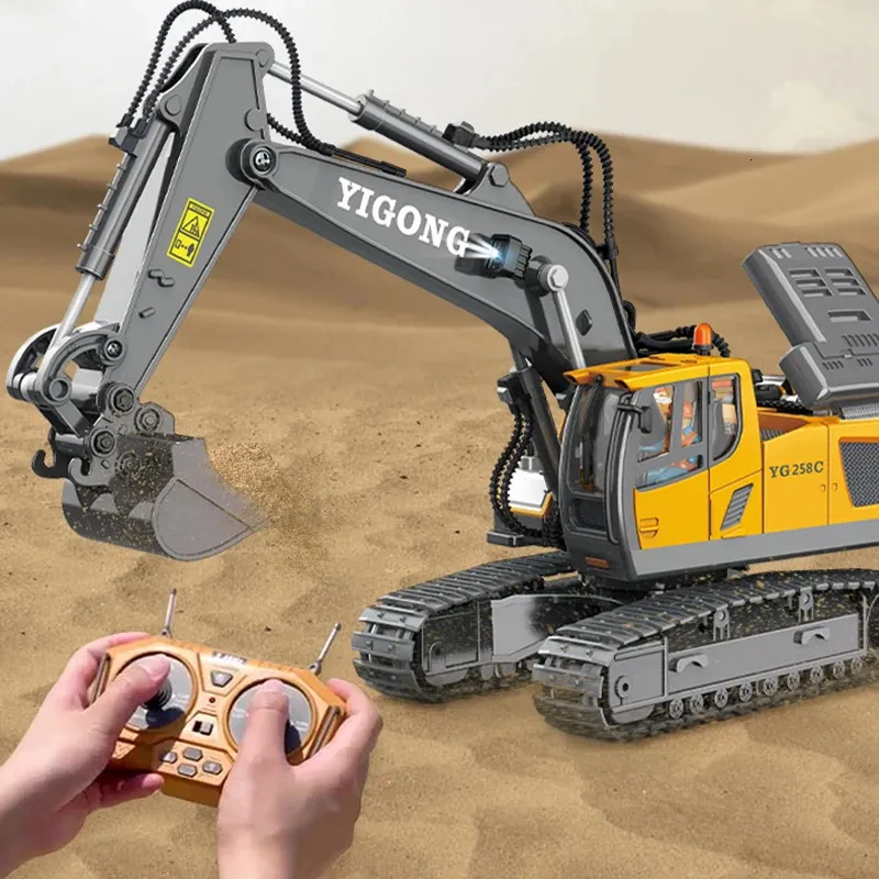 RC bilbarn Toys Remote Control för pojkar Radio grävmaskin Dump Truck Bulldozer Electric Car Kids Gift 240118