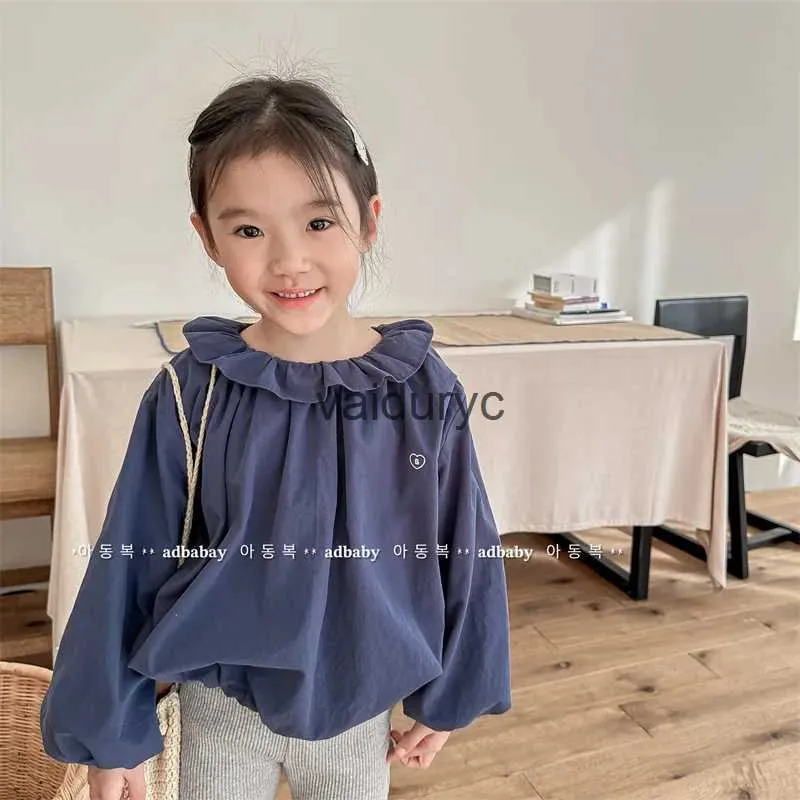 Kids Shirts 2024 Spring New Baby Girl Long Sleeve Tops ldren Cotton Shirts For Girls Lace Collar Blouse Kids Bat Sleeve Shirts 1-6year H240508