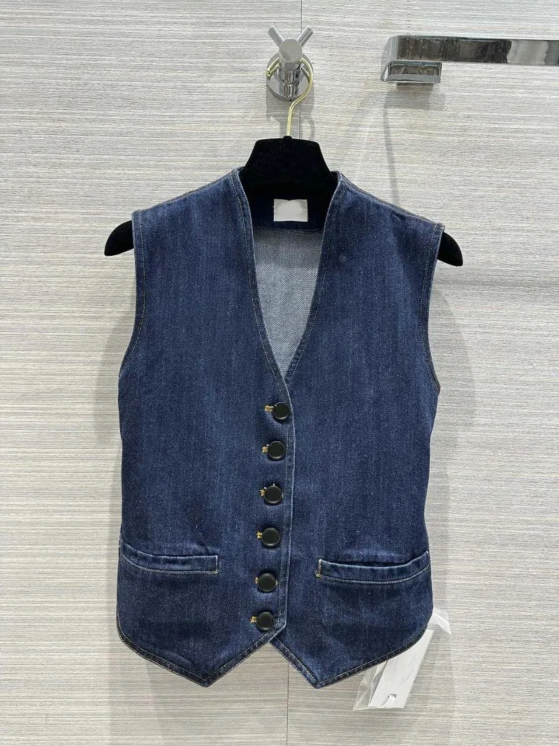 Giacche da donna 2024 Gilet di jeans! Versione in vita con colletto rialzato stile equestre. Temperamento Età Riduzione Ragazza Avanzata