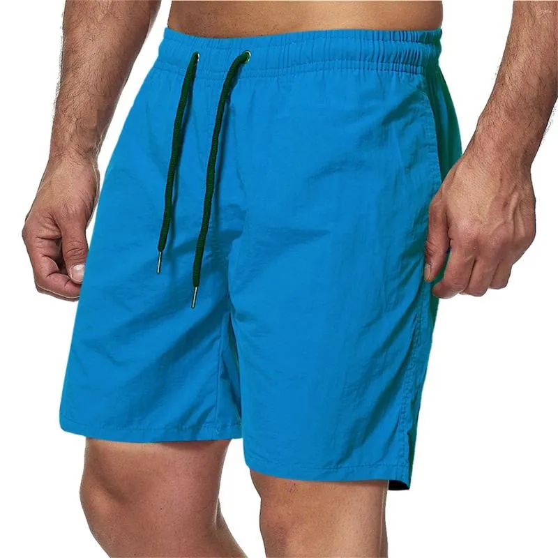 Pantaloncini da uomo Pantaloni da spiaggia estivi Colore caramella Cinque pezzi Festa da uomo Bottoni da uomo Allenamento atletico