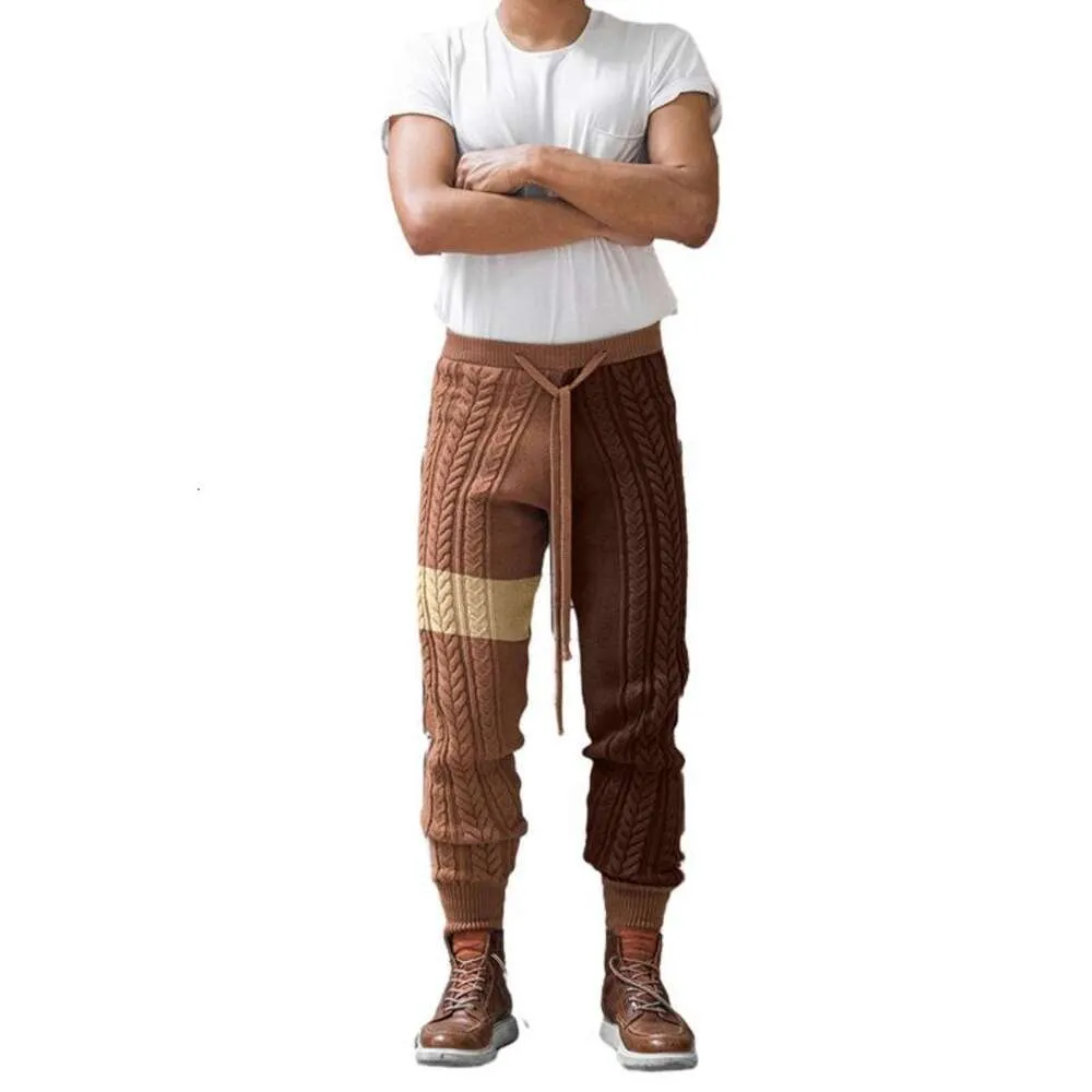 Pantalons pour hommes, pantalons tricotés bloquant les couleurs du printemps et de l'automne, pantalons décontractés européens et américains, tendance des pulls pour hommes