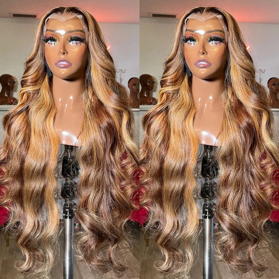 Glueless Highlight Wig Human Hair Body Wave 13x6 Hd Lace Frontal Wig 13x4カラーレースフロントウィッグハニーブロンドレースウィッグ