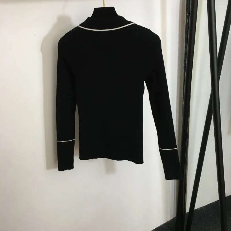 Maglioni da donna D47 Maglione lavorato a maglia autunno/inverno con risvolto Stella Lettera Ricamo Slim Pendolare Moda Nero Bianco