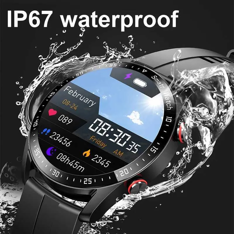 Orologi intelligenti ECG + PPG Chiamata Bluetooth Smart Watch Uomo Laser Salute Pressione sanguigna Fitnes Orologi sportivi Uomo Sport Smartwatch impermeabile + BoxL2401