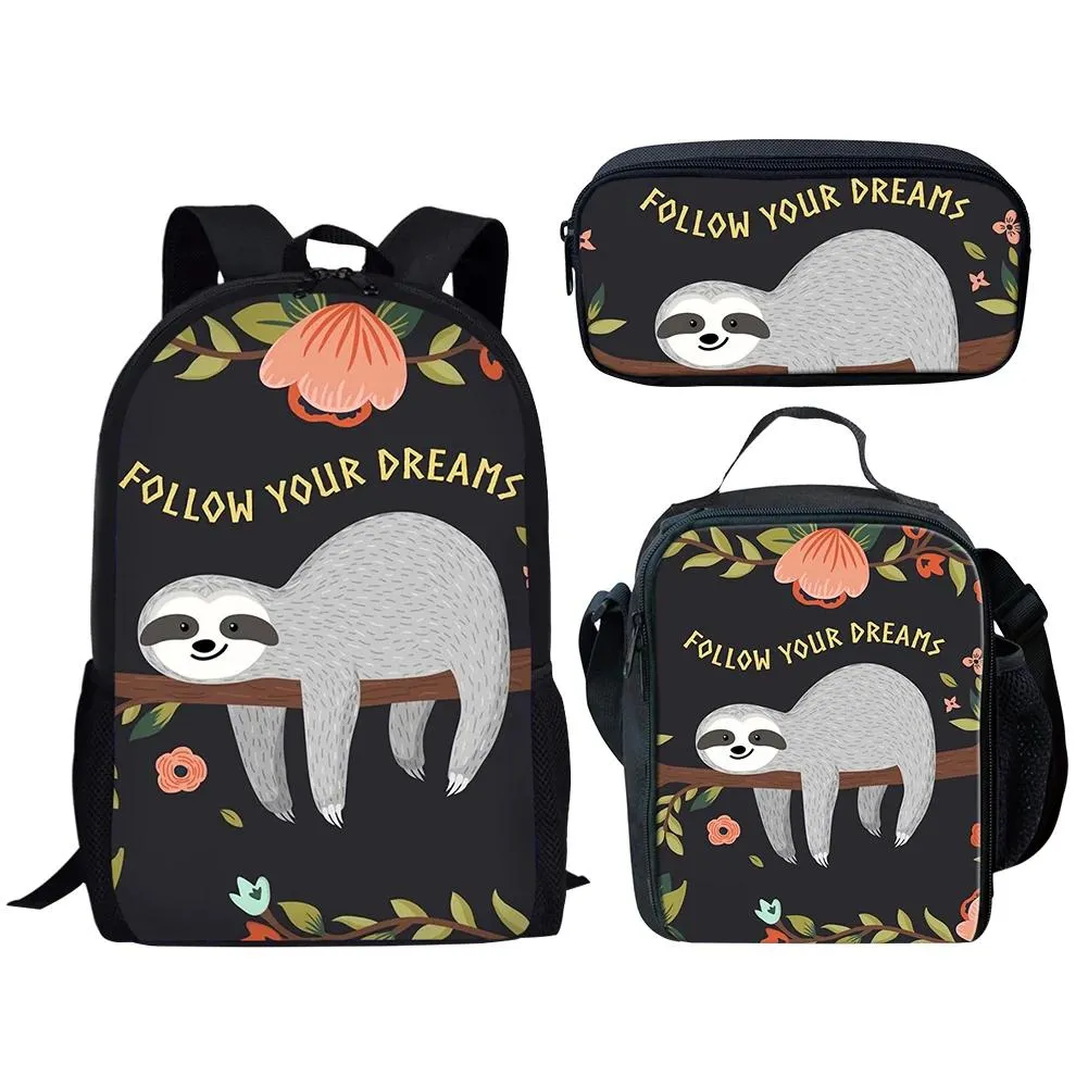 Bags Cartoon Sloth Backpack for Boys Girls Kids Animal Print Kindergarten Knapsack Baby Start School Gift Toddler 3pcs/set Backpacks